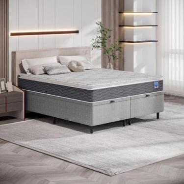 Imagem de Cama Box Baú Queen Molas Ensacadas Pillow Top D26 158x198x67 Cinza Ber