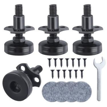 Imagem de Pacote com 4 pés niveladores ajustáveis para móveis resistentes pés de móveis de 3/20.3 cm - 16 fios com kit de porca em T