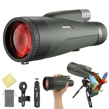 Imagem de Telescópio monocular 15 x 65 para adultos de alta potência – prisma BAK4, lente FMC, objetiva de 65 mm, telescópio monocular HD com adaptador de smartphone e tripé para observação de pássaros