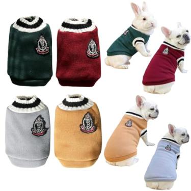 Imagem de 4 peças de suéter de coelho para animais de estimação, colete estilo universitário, confortável e quente para coelhos, porquinhos-da-índia, furões, gatinhos, filhotes e outros animais de estimação