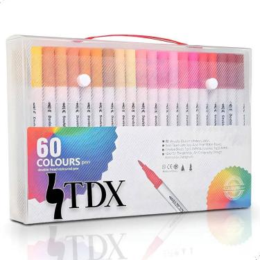 Imagem de Caneta Brush Pen Canetinhas Canetas Coloridas Escolar Ponta