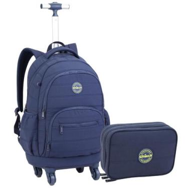 Imagem de Kit Material Escolar Juvenil com Mochila de Rodinhas Alça Telescópica 