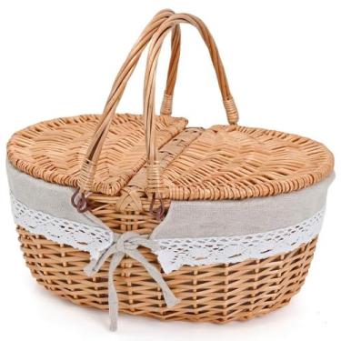 Imagem de Cesta de piquenique de vime Satis Inside 39 x 29 x 18 cm, 0,7 kg, forr