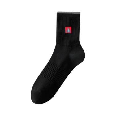 Imagem de Meias Masculinas De Cano Médio Com Estampa De Gato, 5 Pares, Algodão, 