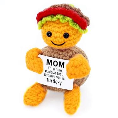 Imagem de Amzberry Presentes engraçados positivos de crochê para mulheres e homens, presente de aniversário feito à mão, Natal, meias (mãe)