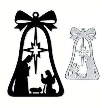 Imagem de Moldura de Natal para presépio de família e matrizes de corte de metal, estênceis para álbum de recortes faça você mesmo em relevo decorativo para fazer cartões de papel em relevo