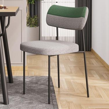 Imagem de Kit 04 Cadeiras Sala De Jantar Lila Estofada Com Encosto Couríssimo Verde Linho Cinza - Abmaza