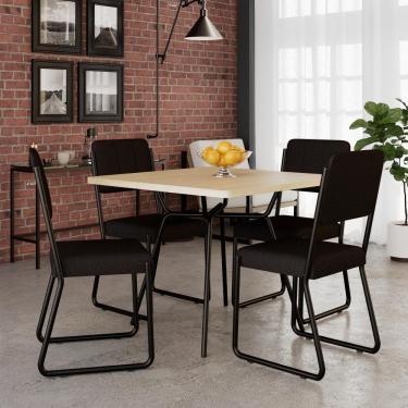 Imagem de Conjunto Mesa De Jantar Soho Quadrada Orgânica C/ 04 Cadeiras Next Est.preta - Ciliegio E Preto Ciliegio E Preto