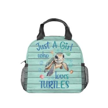 Imagem de AIOMXZZ Lancheira de tartaruga marinha para meninas e meninos, lancheira pequena isolada, linda lancheira reutilizável para crianças, lancheiras congeláveis azuis para trabalho e escola