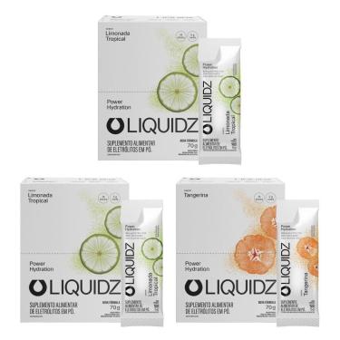 Imagem de LIQUIDZ® - Eletrólitos Zero Açúcares - Limonada | Tangerina - Kit 3 Caixas - 42 sachês-Unissex