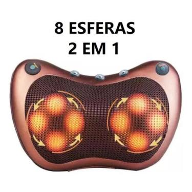 Imagem de Massageador 8 Bolas Almofada Shiatsu Lombar Pescoço Veicular E Casa Pé