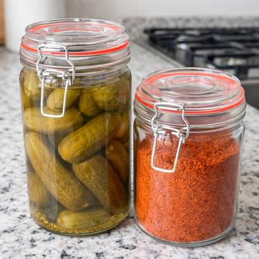 Imagem de Potes Hermético Mantimentos Vidro Cozinha 1L 450ml Kit 8pçs