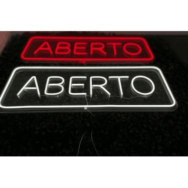 Imagem de Letreiro LED Neon "ABERTO" Vermelho ou Branco Frio 64x24 cm - Comercia