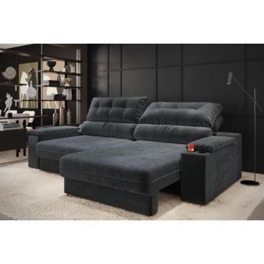 Imagem de Sofá Retrátil Reclinável 4 Lugares Portacopos Molas Ensacadas Suede 2,