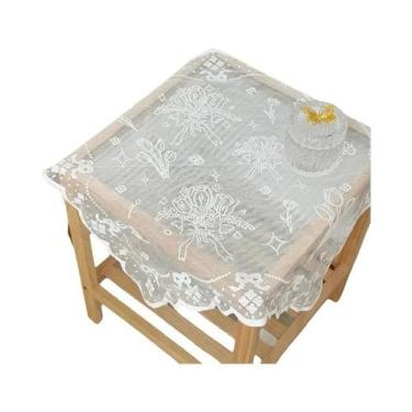 Imagem de Toalha De Mesa Quadrada De Poliéster Com Renda Bordada Antiga E Corte 