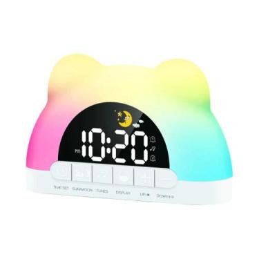 Imagem de Despertador Digital Em Forma De Urso Fofo Com Luz Noturna Colorida Par