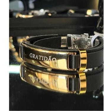 Imagem de Pulseira Bacelete material sintético Masculino Feminino Ajustável Plac