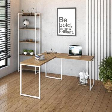 Imagem de Mesa de Escritorio em L Office Dynamica 135cm Est.Branca - Metalig
