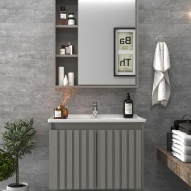 Imagem de Conjunto Gabinete para Banheiro com Espelheira Alpes 60 - Belizze