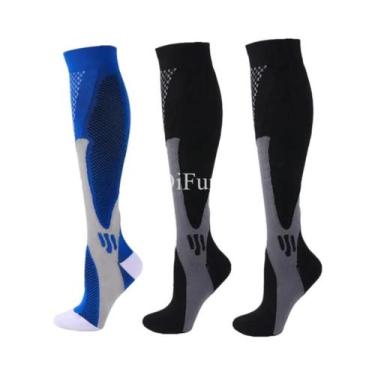 Imagem de Meias De Compressão Masculinas (2, 3 Ou 4 Pares) Para Corrida E Varize