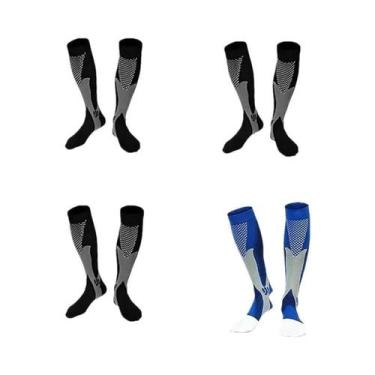 Imagem de Meias De Compressão Masculinas (2, 3 Ou 4 Pares) Para Corrida E Varize