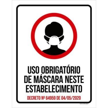 Imagem de Kit 5 Placas Uso Obrigatório Máscara Estabelecimento - Sinalizo