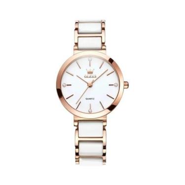 Imagem de Relógio De Quartzo Feminino Com Pulseira De Cerâmica Em Ouro Rosa, Lux