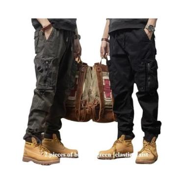 Imagem de Calças Jeans Masculinas Oversized De Lona 24oz Com Múltiplos Bolsos Pa