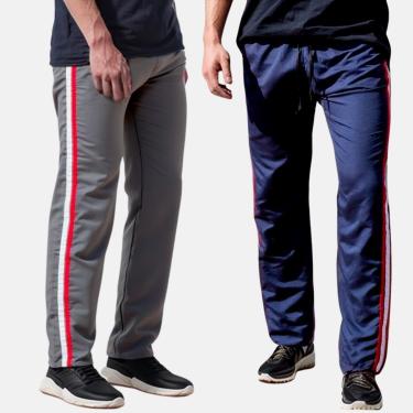 Imagem de Kit 2 Calças Popular Masculina Esporte Tactel Treino Bolso Traseiro-Masculino