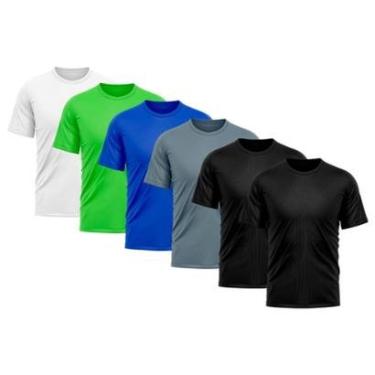 Imagem de Kit 6 Camiseta Masculina Dry Proteção Solar UV Básica Lisa Treino Academia Camisa Camisetas-Masculino