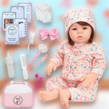 Imagem de Bebe Reborn Menina Abigail Fio a Fio Pijama Florido Itens - Cegonha Re