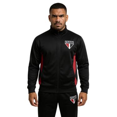 Imagem de Agasalho Conjunto Jaqueta Calça São Paulo Trilobal Preto-Masculino