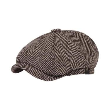 Imagem de Boné Masculino Retrô - Estilo Espinha de Peixe - Boina para Outono/Inv