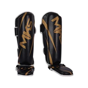 Imagem de Caneleira de Muay Thai e Kickboxing MKS Champions V3 Preto/Dourado, Pr
