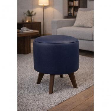 Imagem de Puff Pé Palito Redondo Não é Segredo Courvin Azul Marinho 40x45