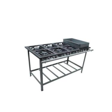 Imagem de Fogão Industrial 6 Bocas 30X30 com Banho Maria S2000 Metalmaq