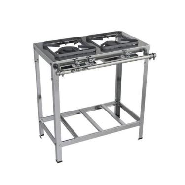 Imagem de Fogão Industrial 2 Bocas Simples 30x30 Inox Top Metalmaq