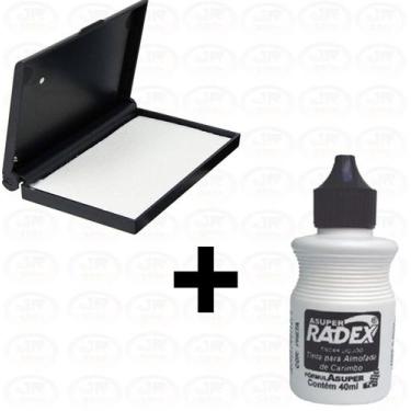 Imagem de Kit Almofada Para Carimbos N 04 Grande + Tinta 40ml Preto - Radex