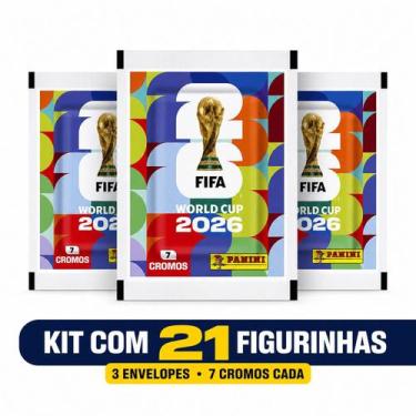 Imagem de Kit 3 Pacotinho de Figurinha da Copa do Mundo 2026 Oficial (21 figurin
