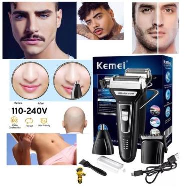 Imagem de Barbeador Shaver Kemei KM6558 3EM1 Unissex Aparador de Pelos