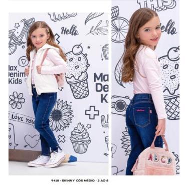 Imagem de Calça Infantil Menina Skinny Médio Max Denim Kids Tam 02 ao 08 - Ref 9