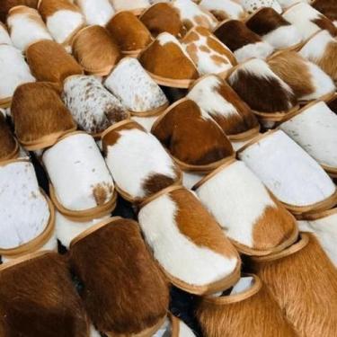 Imagem de Pantufa de Pele Bovina - Farms Rugs, Preto e branco, 36/37