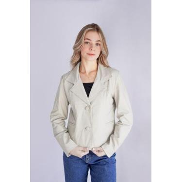 Imagem de Jaqueta Blazer Curto - Office  - Casa Do Couro, G, Off, White