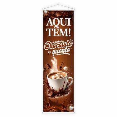 Imagem de Banner Faixa Lona Aqui Tem Chocolate Quente Cafeteria 100x30 - DC Mult