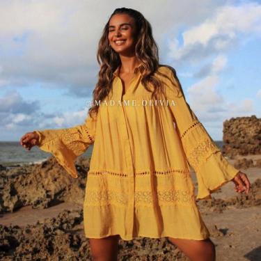 Imagem de Saída De Praia Chemise Ágatha Com Renda Camisão Luxo Verão Resort - Ma