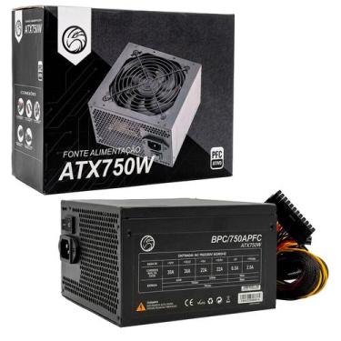 Imagem de Fonte ATX Brazil PC 750W Real, Bivolt Automático, PFC Ativo, Com Cabo 