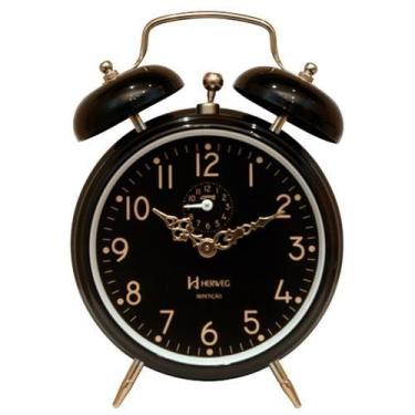 Imagem de Relógio Despertador Mecânico Herweg 2385 Preto, Preto