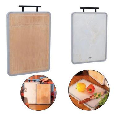 Imagem de Tabua Corte Bamboo 44cm Duo Dupla Alça Goumert Churrasco - HOME22