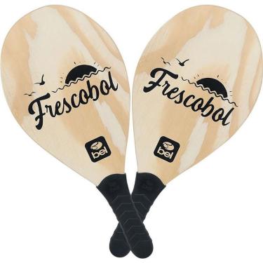 Imagem de Kit Frescobol com 2 Raquetes de Praia e Bolinha de Borracha No 3 com Sacola para Transporte Belfix