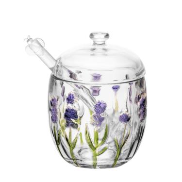 Imagem de Meleira Lavanda Hand Painting de Cristal com Tampa e Pegador Pintura Artesanal 180ML Transparente Lyor